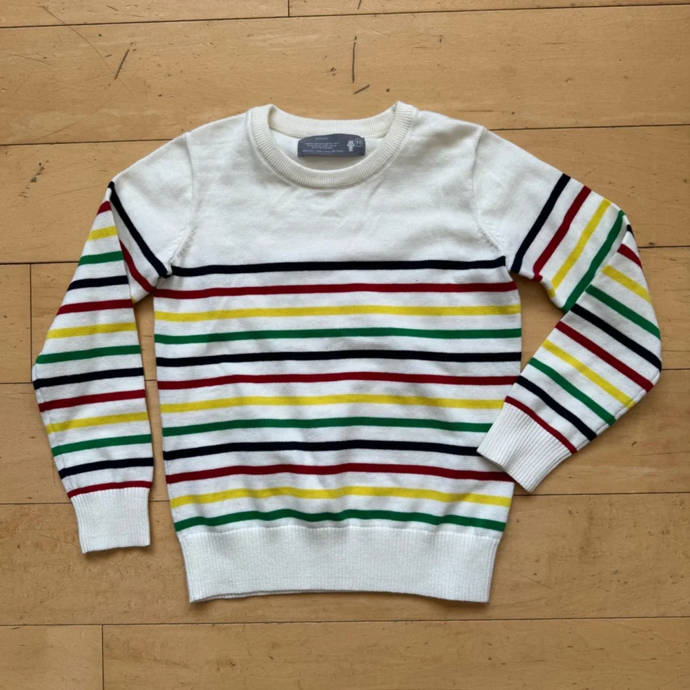 Primary Striped Sweater Sz 8-9, cotton, preppy, colorful, cute, classic, rainbow
